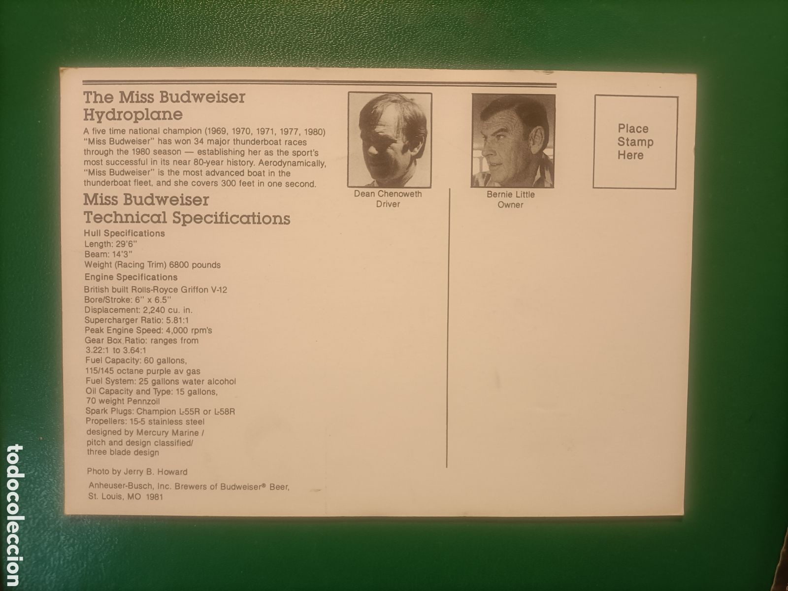 Postales: Tarjeta postal miss budweiser hidroplane - Foto 2
