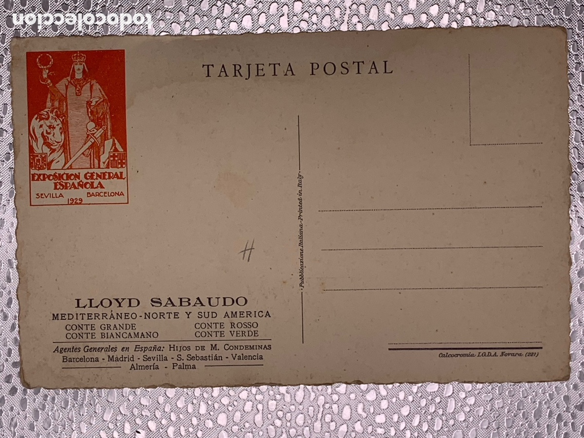 Postales: Postal Naviero - LLOYD SABAUDO - 221 Novara - Foto 2