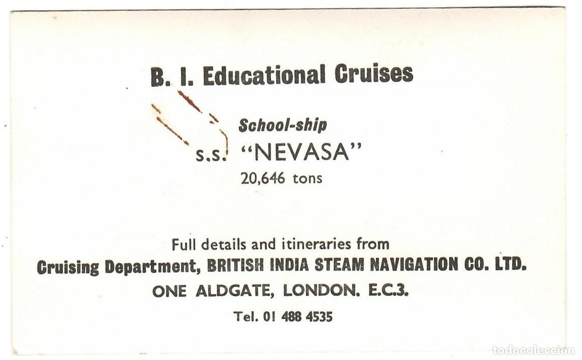 Postales: S.S. NEVASA / SCHOOL - SHIP / B.I. EDUCATIONAL CRUISES - Foto 2