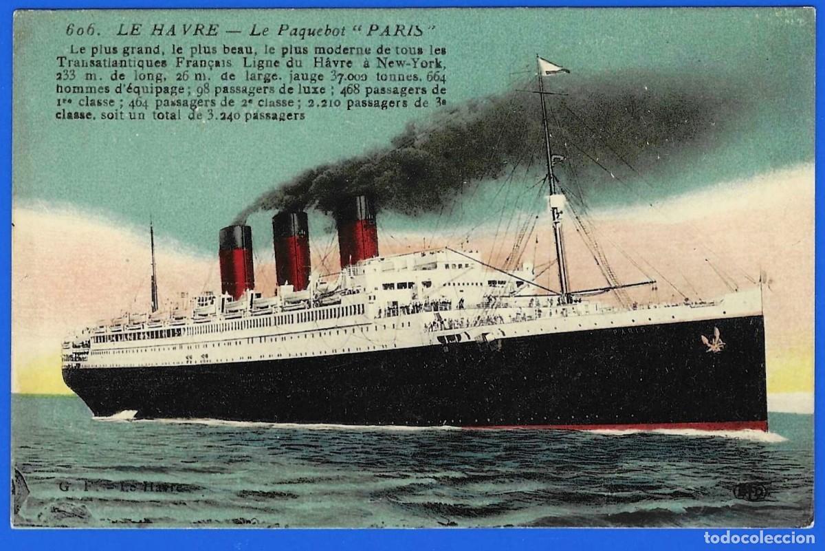 Postales: Barco : Paquebote &rdquo; Paris &rdquo; - Foto 1