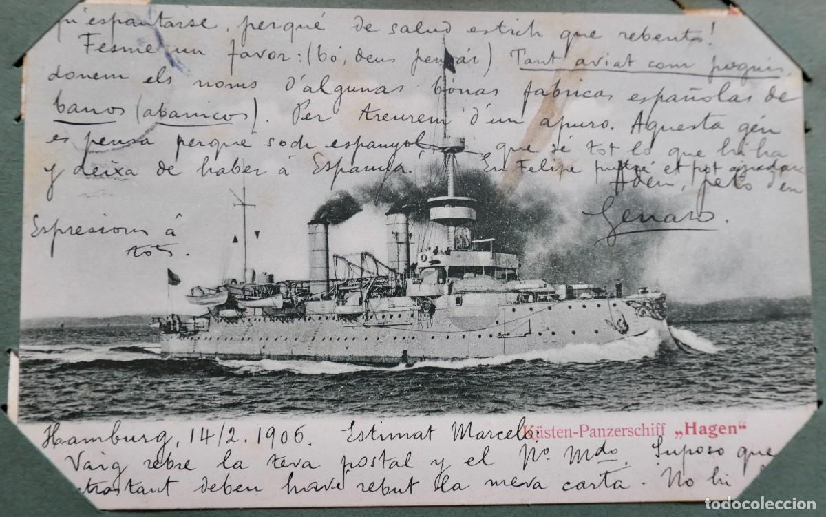 Postales: Postal buque de defensa costera alem&aacute;n SMS Hagen. CIRCULADA 1906