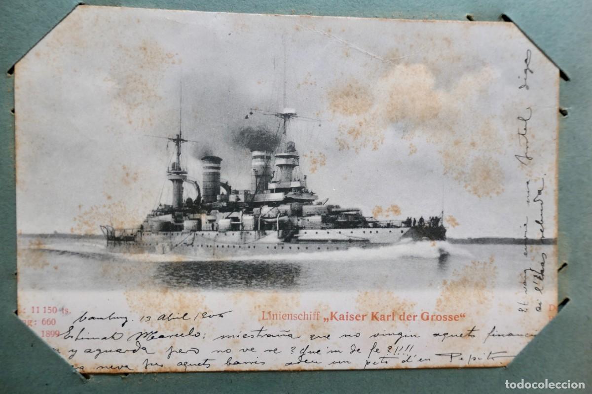 Postales: Postal acorazado alem&aacute;n SMS Kaiser Karl der Gro&szlig;e. Circulada 1905