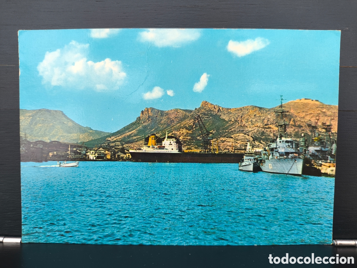 Postales: Antigua postal fotogr&aacute;fica Vista parcial Puerto de Cartagena Destructor Audaz D31 Murcia n&uacute;m. 8509
