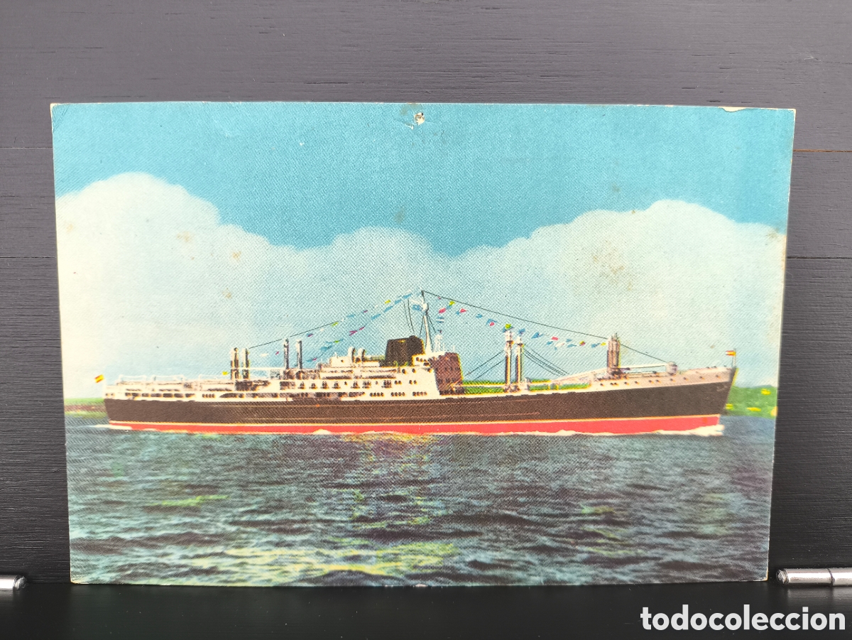 Postales: Postal barco buque motonave M/N Covadonga Compa&ntilde;&iacute;a Trasatl&aacute;ntica Espa&ntilde;ola