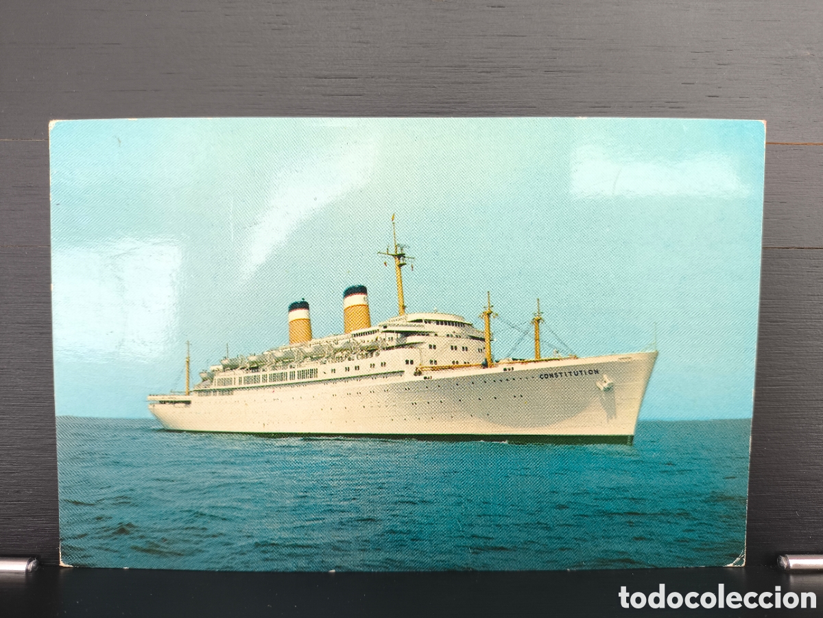 Postales: Postal barco buque transatl&aacute;ntico S.S. Constitution Compa&ntilde;&iacute;a American Export Lines
