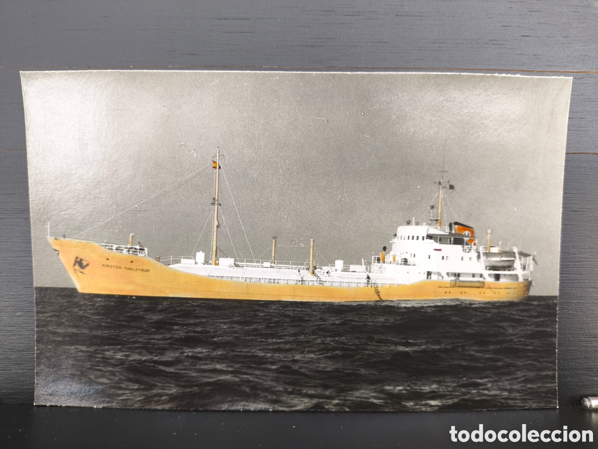 Postales: Antigua fotograf&iacute;a barco buque cisterna M.T. Kirsten Tholstrup Compa&ntilde;&iacute;a Kosangas Dinamarca
