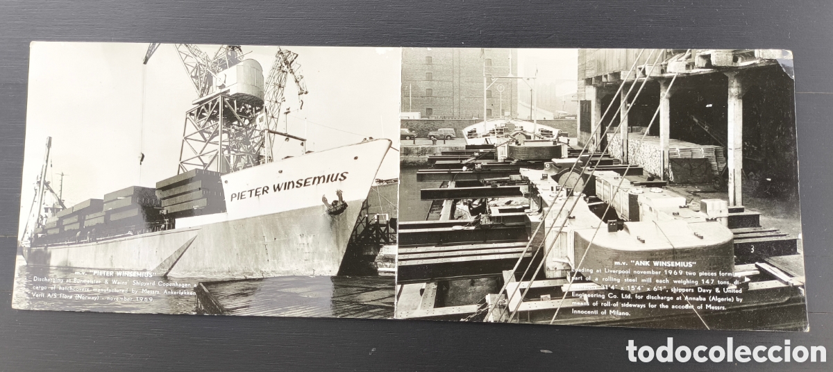 Postales: Antigua postal doble barco buque carga M.V. Pieter Winsemius y M.V. Ank Winsemius compa&ntilde;&iacute;a Enship