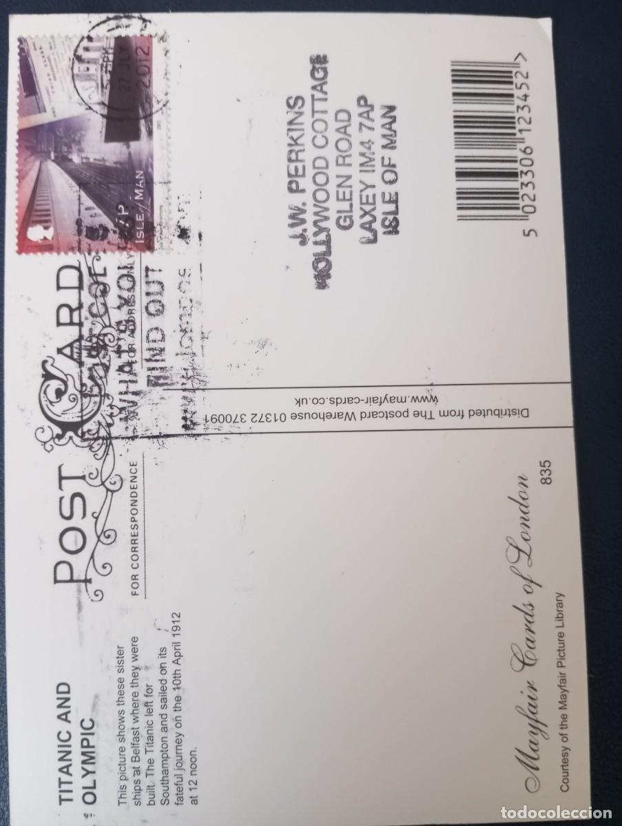Postales: POSTAL DE LOS BUQUES TITANIC Y OLIMPIC, CIRCULADA - Foto 2