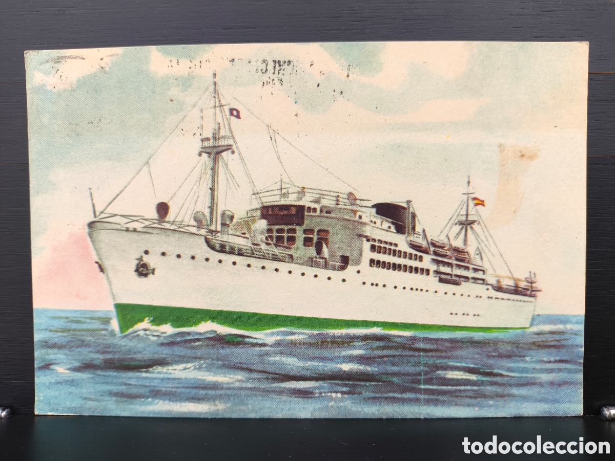 Postales: Antigua postal barco buque motonave M/N Virginia de Churruca Compa&ntilde;&iacute;a Trasatl&aacute;ntica Espa&ntilde;ola