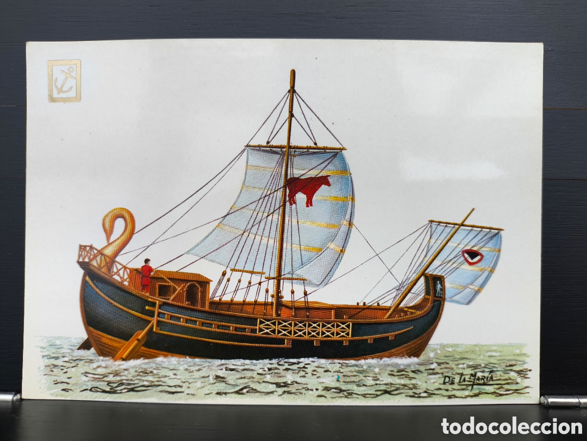 Postales: Postal nave mercante romana siglo II d.c. Historia del Mar n&uacute;m. 3 Ed. Escudo de Oro