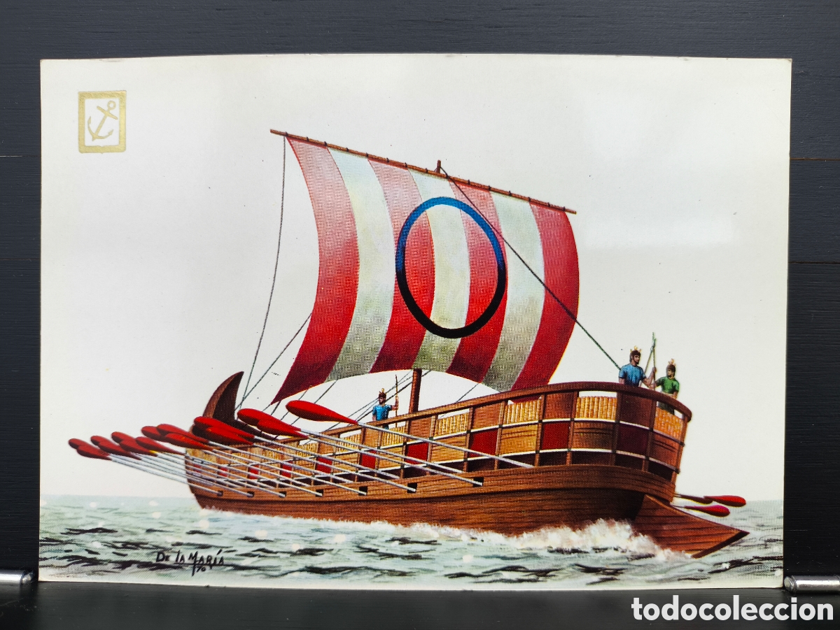 Postales: Postal nave de guerra fenicia siglo V a.c. Historia del Mar n&uacute;m. 2 Ed. Escudo de Oro
