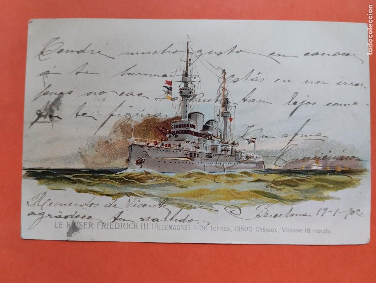 Postales: JHR - POSTAL BARCO KAISER FRIEDRICK III. . AL POETA HUESCA CRISTINO GASOS SAMITIER VER DESCRIPCION