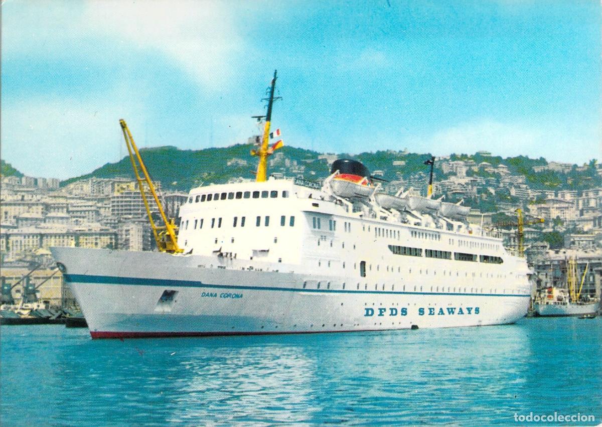 Postales: Postal M.S. Dana Corona DFDS Seaways Puerto de G&eacute;nova