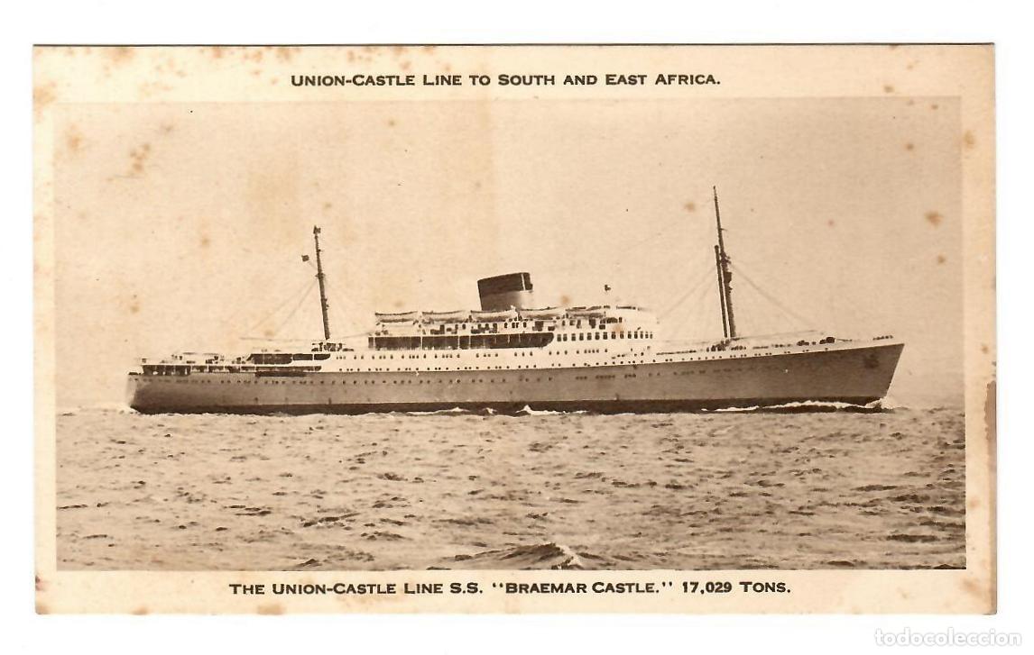 Postales: Buque brit&aacute;nico &rdquo;Braemar Castle&rdquo; de The Union-Castle Line S.S., l&iacute;nea al sur y el este de &Aacute;frica.