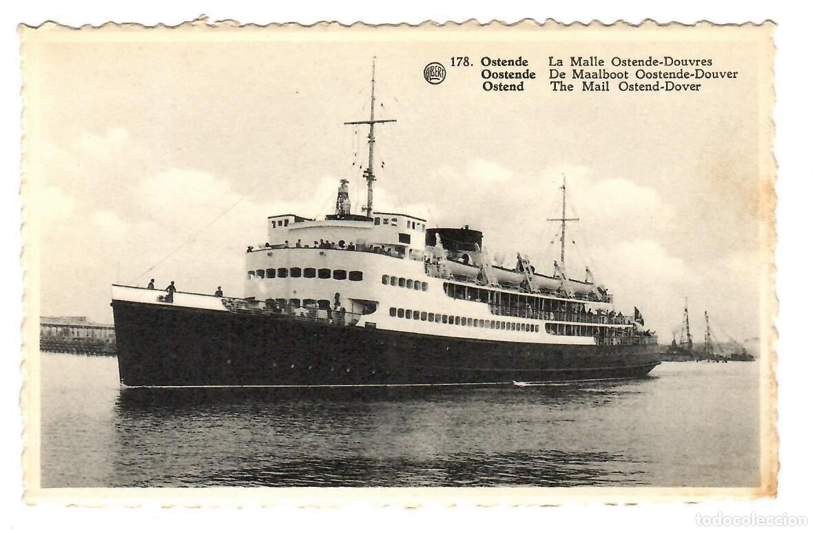 Postales: El barco correo entre Ostende (B&eacute;lgica) y Dover (Inglaterra). Ed. Delacauw-Stellemans, 178. Nueva.