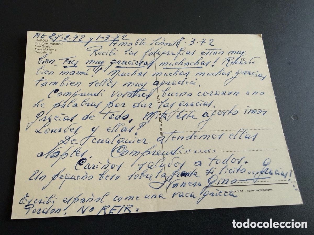 Postales: Postal. NAPOLES. 1972 - Foto 2