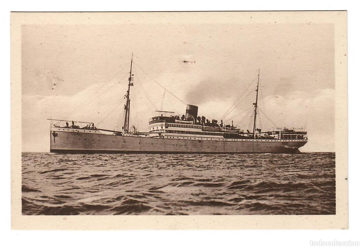 Postales: Vapor TEIDE, de la Compa&ntilde;&iacute;a Trasmediterr&aacute;nea, en la l&iacute;nea de Fernando Poo (Guinea Ecuatorial).