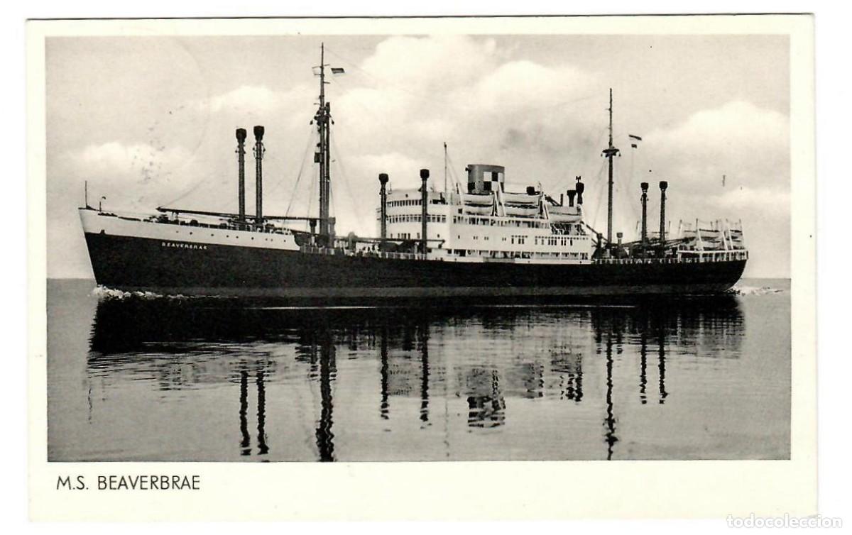 Postales: M. S. BEAVERBRAE, Alemania. Circulada en Alemania, con sellos (ver im&aacute;genes de cara y dorso).