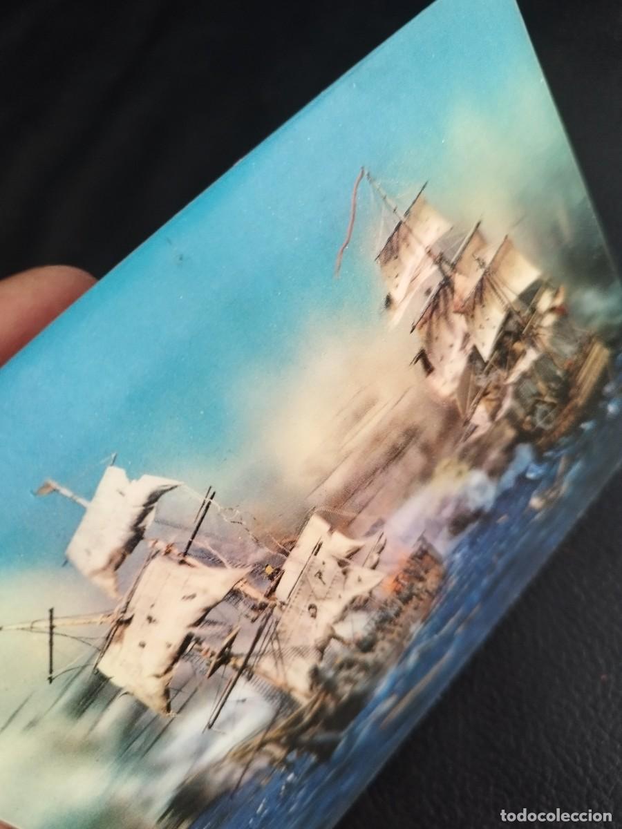 Postales: Dos antiguas tarjetas postales de barcos, calavera. En 3D. Una da&ntilde;ada. - Foto 5