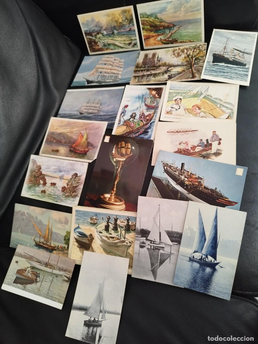 Postales: Lote de 19 tarjetas postales de barcos, escenas de mar y barcas. Naval.