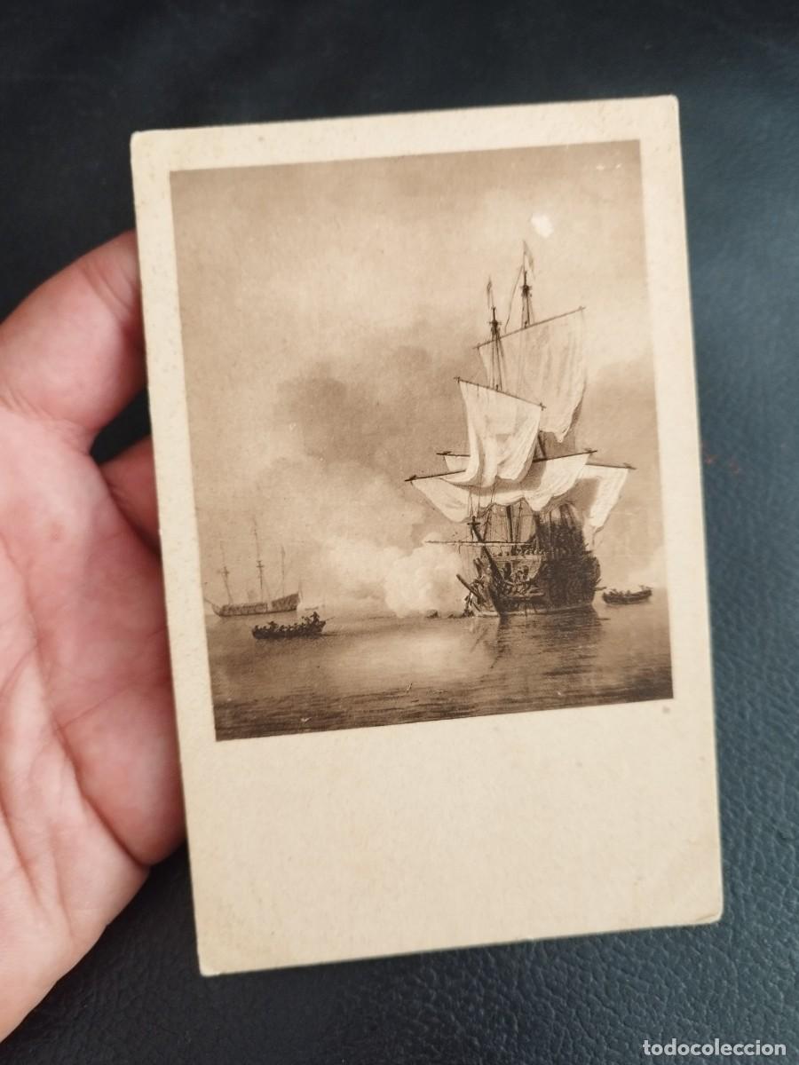 Postales: Tarjeta Postal repr Willem van de Velde el Joven que muestra un buque de guerra holand&eacute;s disparando.