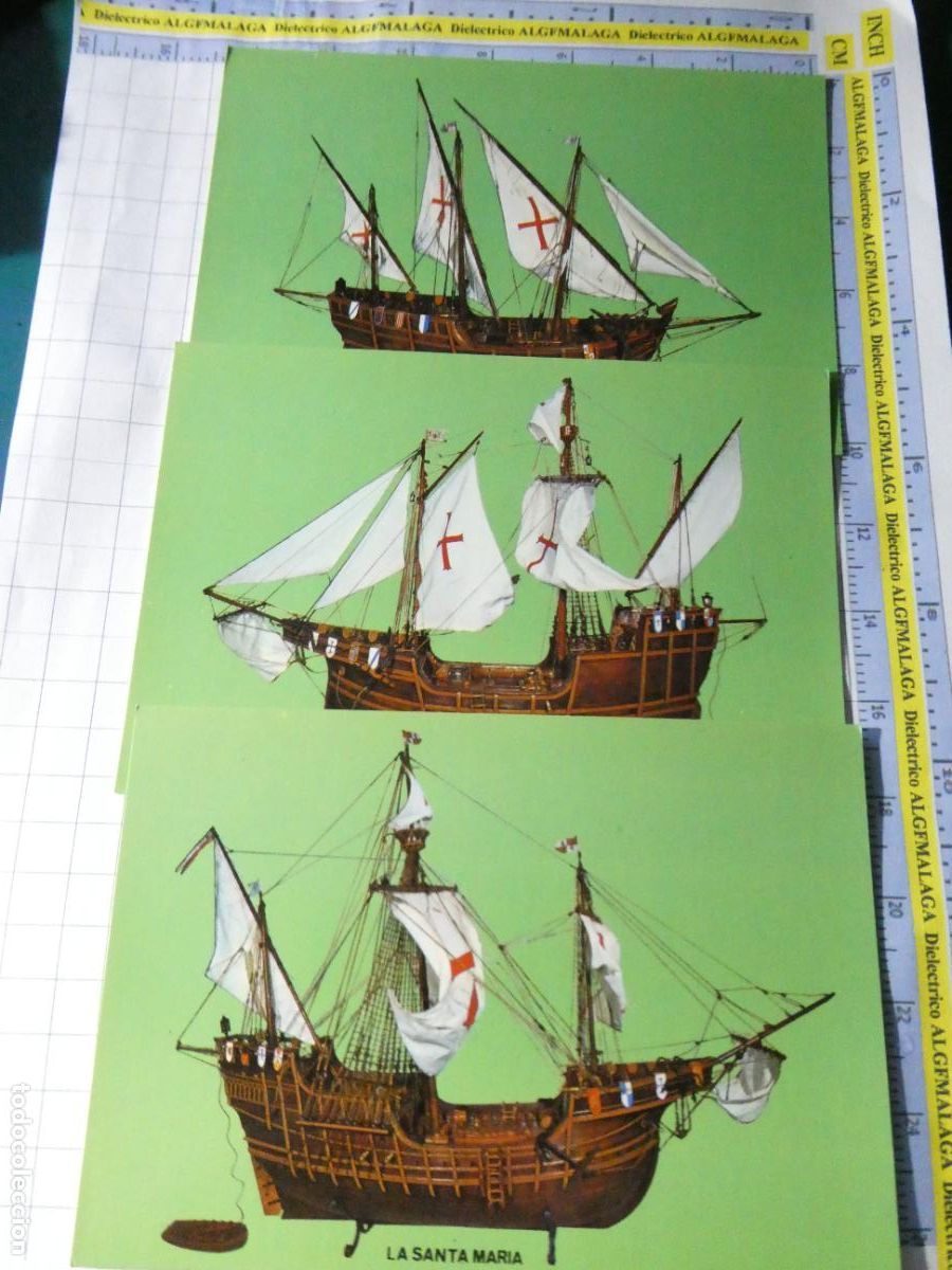 Postales: 3 POSTALES DE BARCOS NAVIERAS. MONASTERIO R&Aacute;BIDA HUELVA. MAQUETA CARABELAS DESCUBRIMIENTO. 1647