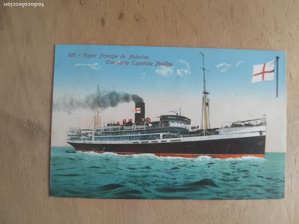 Postales: POSTAL VAPOR PRINCIPE DE ASTURIAS, COMPA&Ntilde;IA ESPA&Ntilde;OLA PINILLOS, SIN CIRCULAR