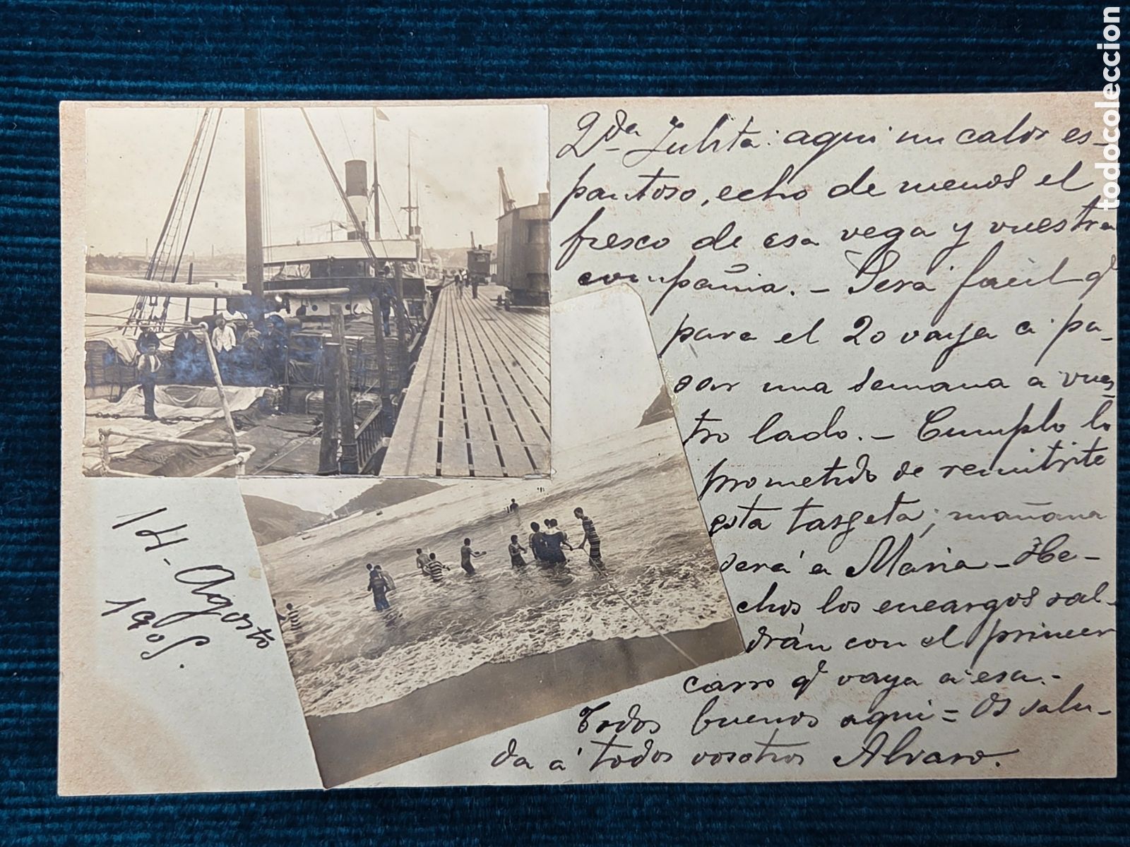 Postales: MADRID 1905 CURIOSA POSTAL COLLAGE San Sebasti&aacute;n y Barco.