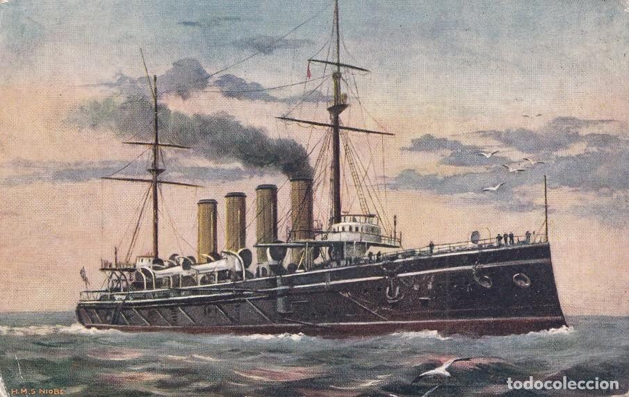 Postales: Antigua postal sin circular del barco H.M.S. Niobe - Serie IV Nuestros buques blindados - Buque de S