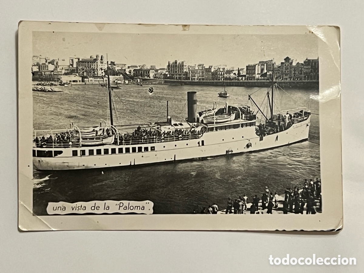 Postales: UNA VISTA DE LA PALOMA. BARCO BUQUE LA PALOMA. CUIDAD DE CEUTA (h.1940?) S/C