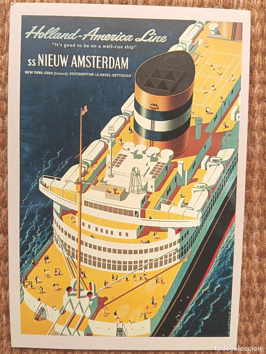 Postales: BARCO - BUQUE SS NIEUW AMSTERDAM - HOLLAND AMERICA LINE