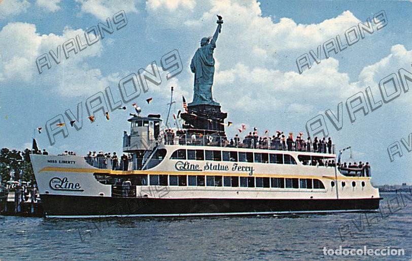Postales: Line Statue Ferry (Nueva York) - Circulada con sello - 1961