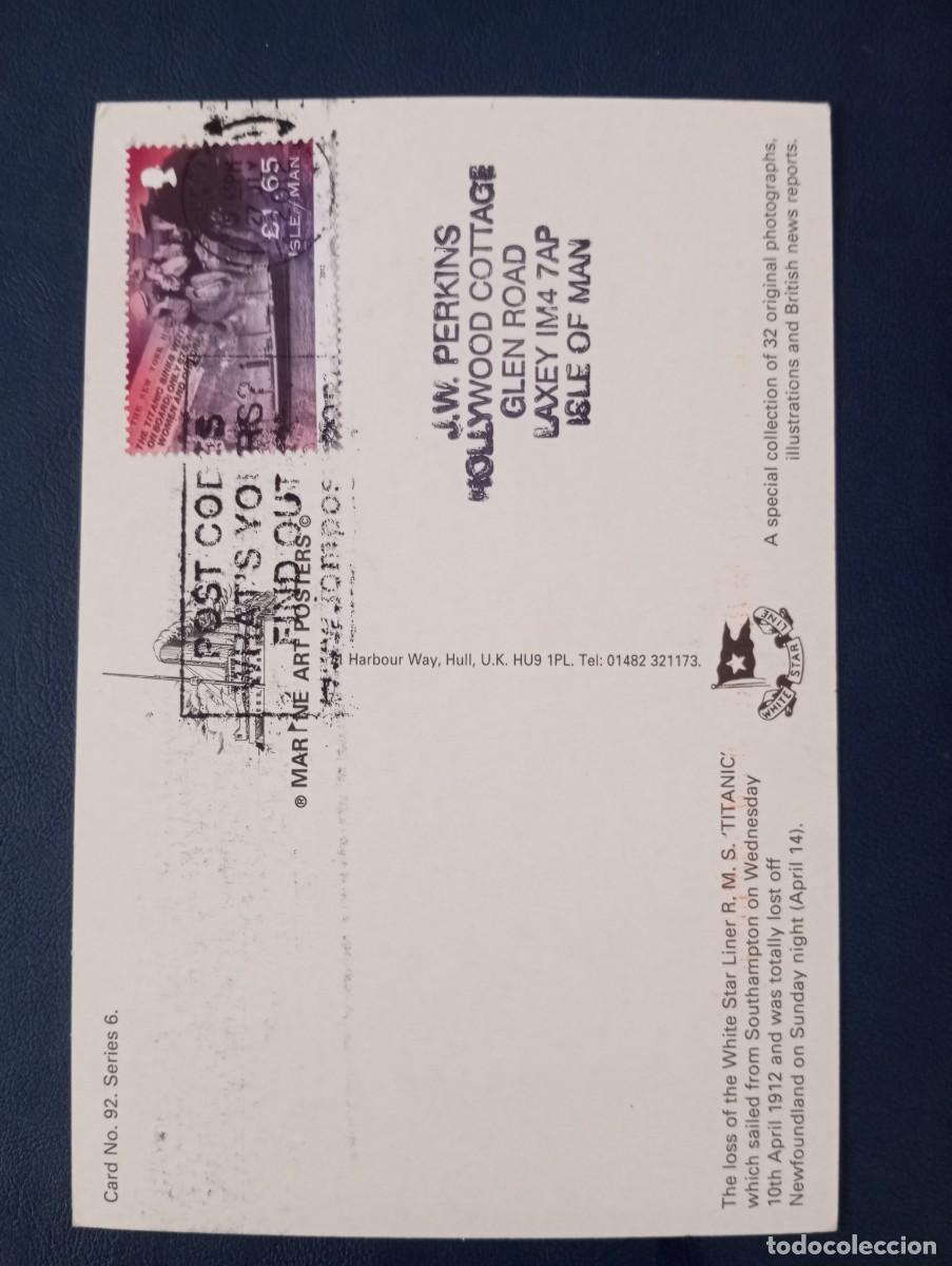 Postales: POSTAL RECORDATORIO DEL HUNDIMIENTO DEL TITANIC - Foto 2