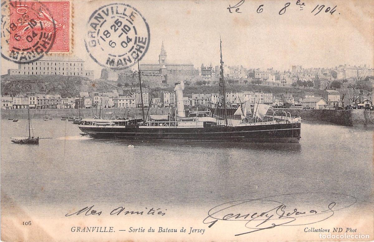 Postales: Postal de Granville, Salida del Barco de Jersey