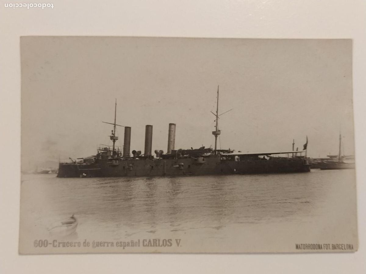 Postales: BARCO CRUCERO DE GUERRA ESPA&Ntilde;OL CARLOS V - MATORRODONO FOTO - FOTOGRAFICA - POSTAL ANTIGUA (116.525)