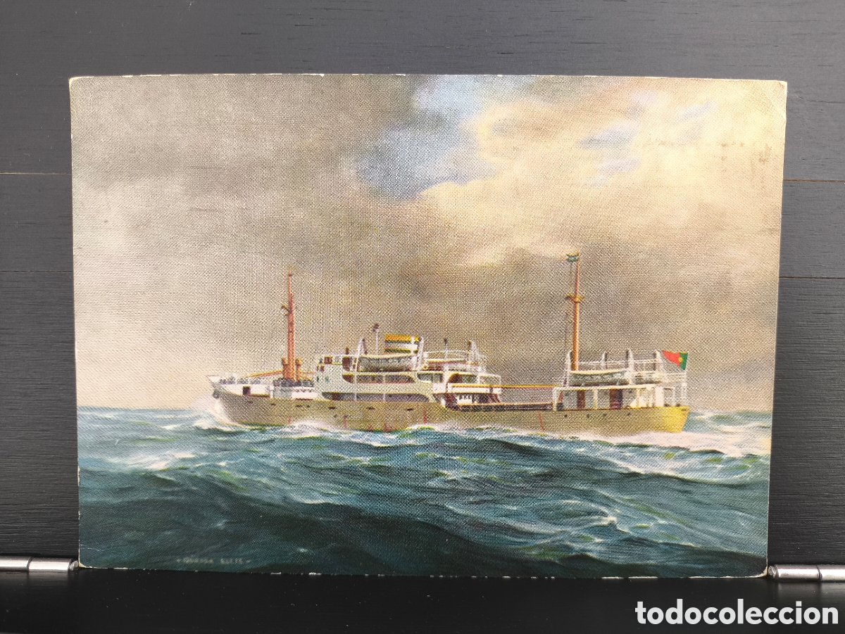 Postales: Postal barco buque Navio-Motor N/M Sena Companhia Colonial de Navega&ccedil;&atilde;o pintor Gordon Ellis