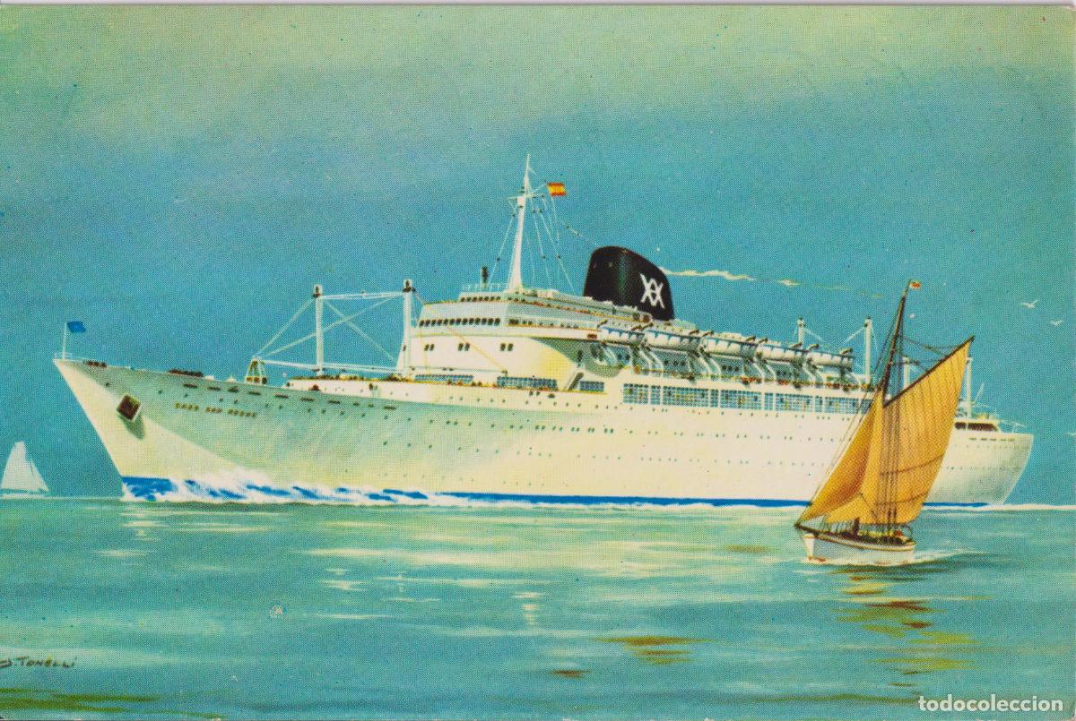 Postales: POSTAL TRANSATL&Aacute;NTICO CABO SAN ROQUE - NAVIERA ESPA&Ntilde;OLA YBARRA Y C&Iacute;A. - BOTADO EN BILBAO 1955 - ESCR