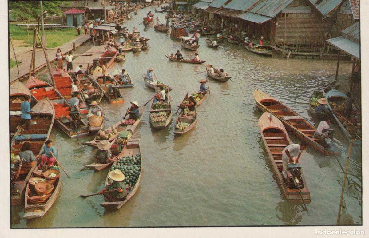 Postales: Thailand Bangkok Floating Market People in Boats Selling Produce *YAM976
