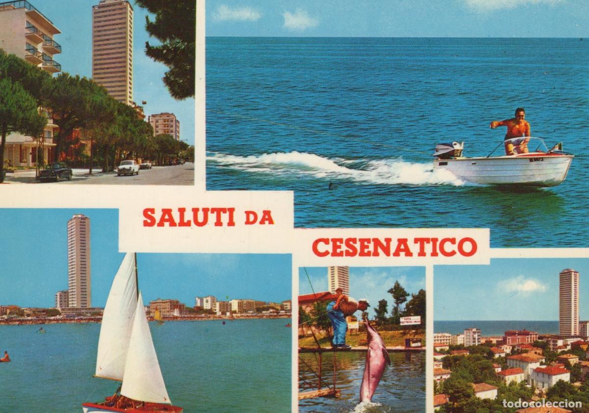 Postales: Italy Cesenatico Multi View Beach Dolphin Show Boats Skyline 1960s *YAN499