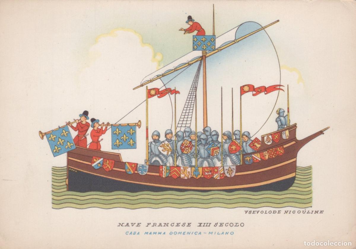 Postales: Italy Milan French Ship XIII Century Medieval Knights Casa Unposted *YAN666