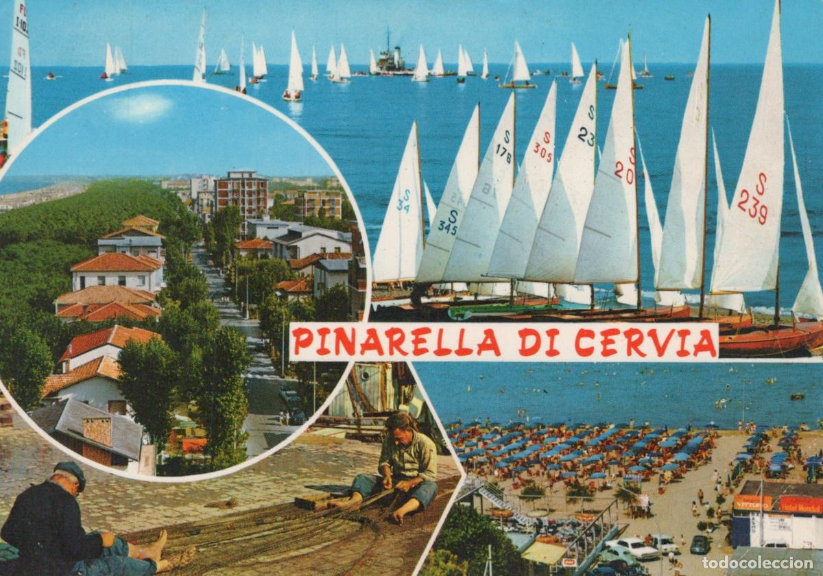 Postales: Italy Pinarella DI Cervia Sailboats Beach Street View Fisherman *YAP643