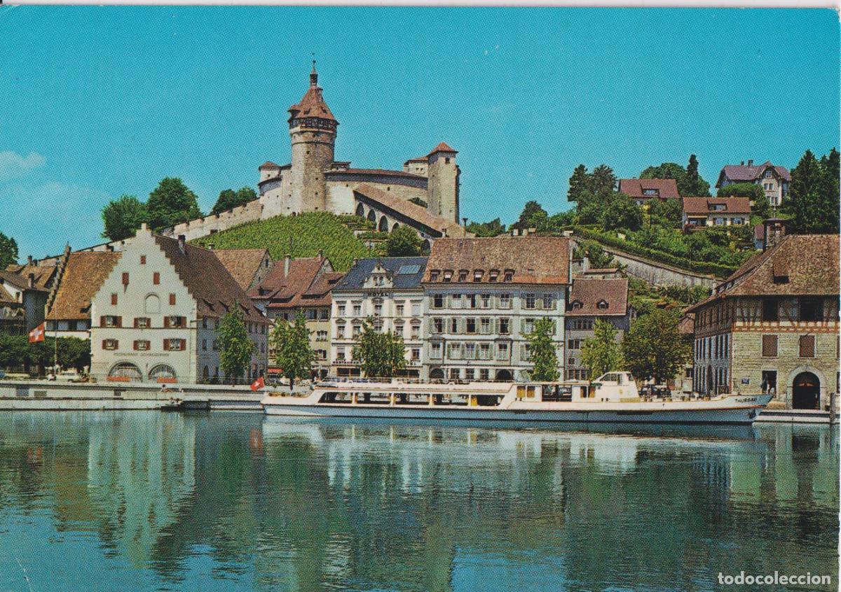 Postales: SUIZA, SCHAFFHAUSEN, FORTALEZA DE MUNIT, BARCO DE PASAJEROS POR EL RIO RHIN - CIRCULADA