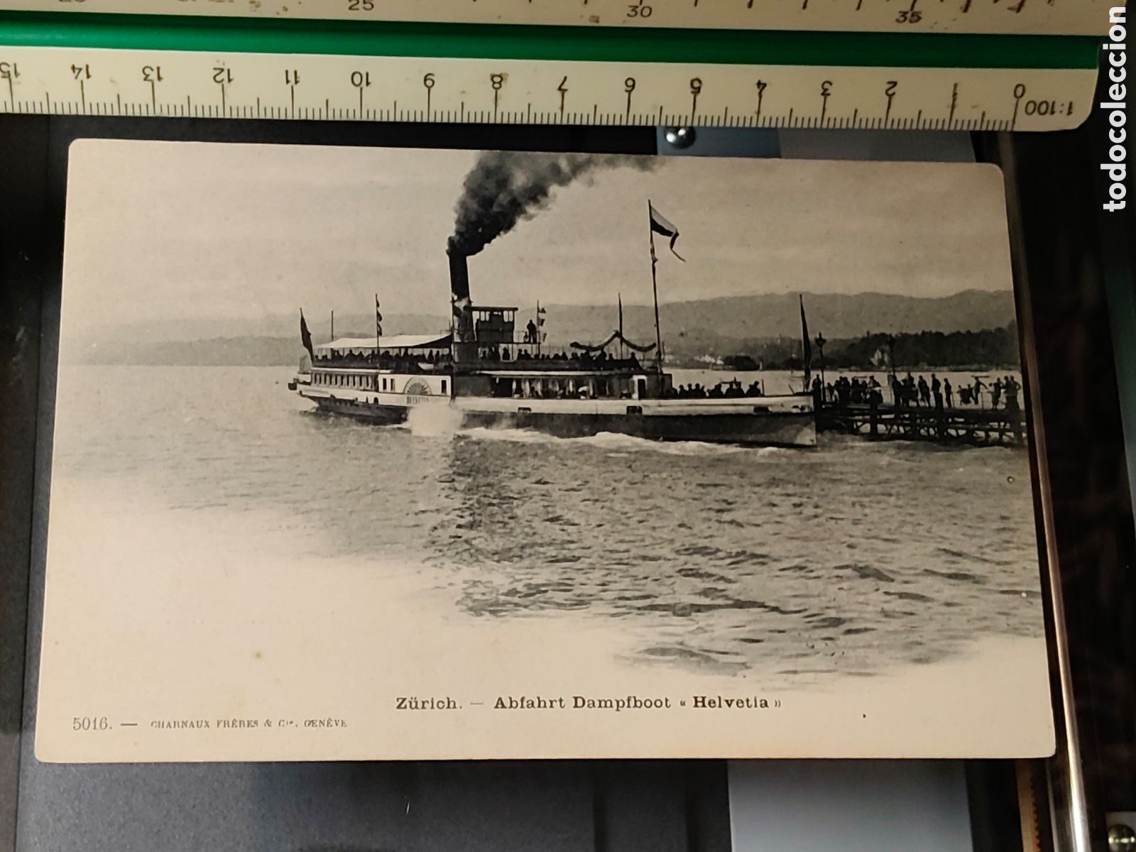 Postales: Tarjeta Postal Suiza Zurich Abfahrt Dampfboot Barco de vapor Helvetia Edita Charnaux freres 5016