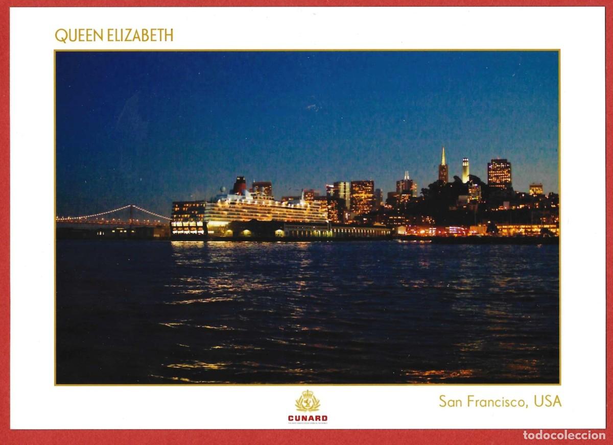 Postales: Barco : Paquebote &rdquo; Queen Elisabeth &rdquo; en el puerto de San Francisco USA