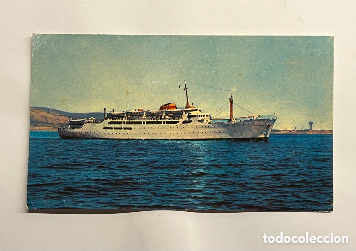 Cartoline: BARCOS. Postal Ernesto Anastasio M/B Ciudad de C&aacute;diz. Servicio r&aacute;pido de lujo Barcelona - Canarias