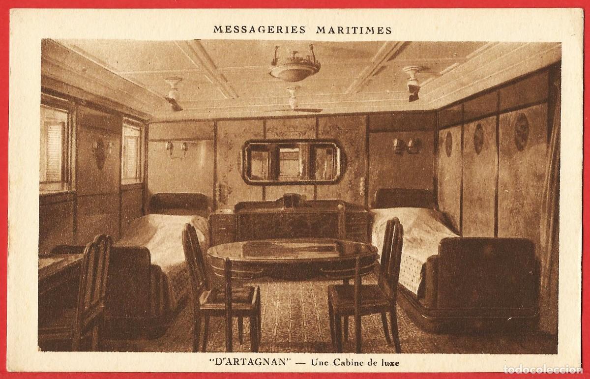 Postales: Barco : Paquebote &rdquo;D'Artagnan&rdquo; de la Compa&ntilde;&iacute;a &rdquo;Messageries Maritimes &rdquo; - Una cabina de lujo