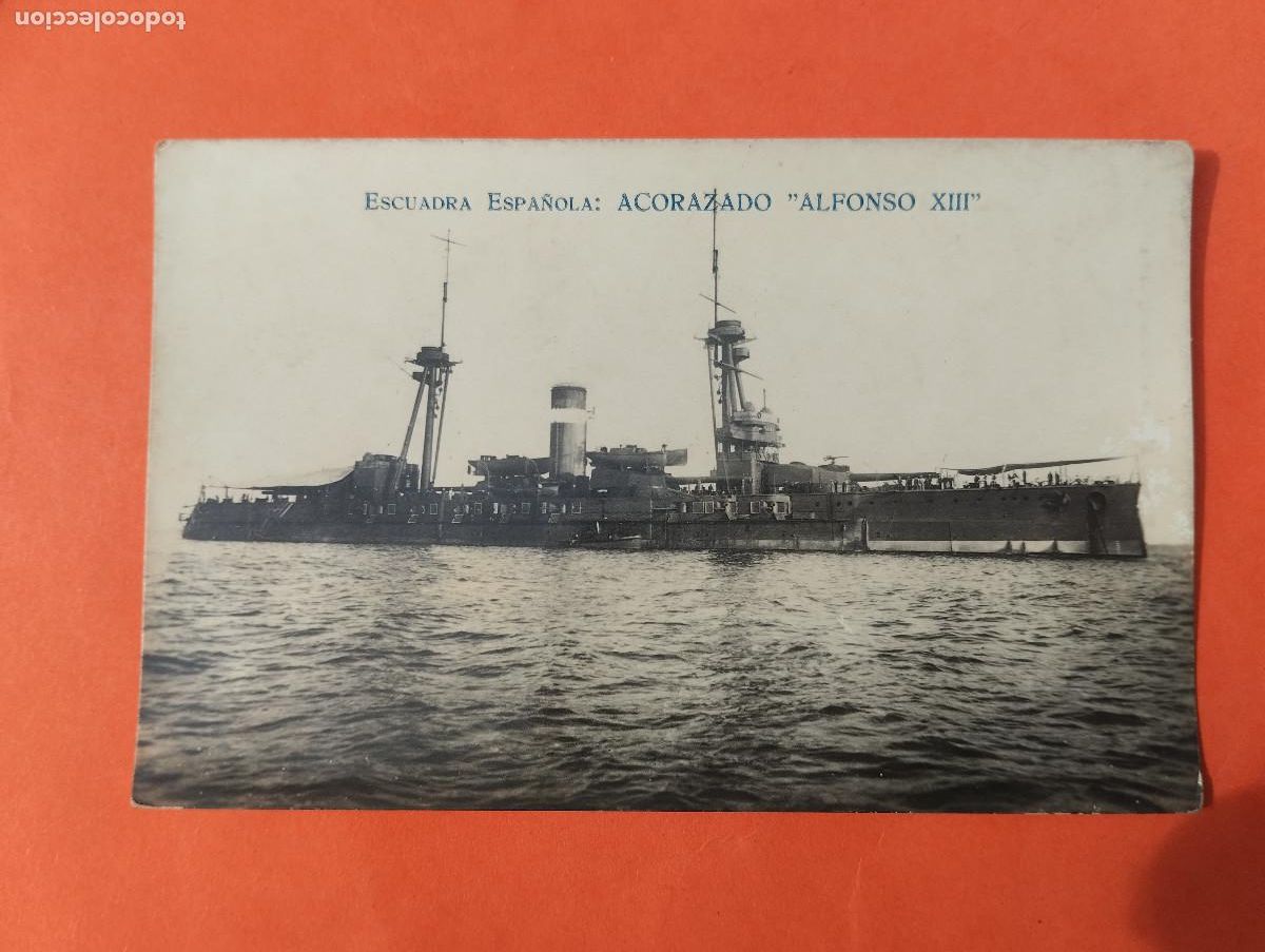 Postales: POSTAL FOTOGRAFICA ESCUADRA ESPA&Ntilde;OLA ACORAZADO ALFONSO XIII. BARCO..MILITAR