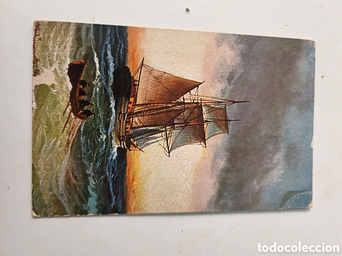 Postais: Postal Barco velas marineros