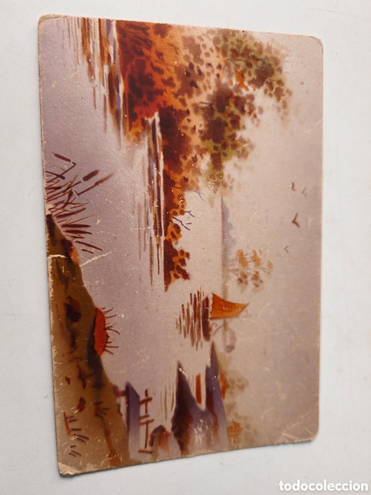 Cartoline: Postal rio, marisma y barco