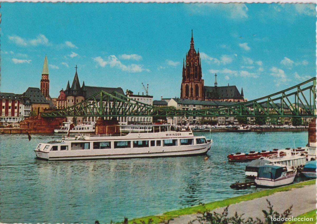 Postais: ALEMANIA, FRANCFURT, EL BARCO DE PASAJEROS WIKINGER, EN EL RIO MENO - KR&Uuml;GER 925/144 - S/C